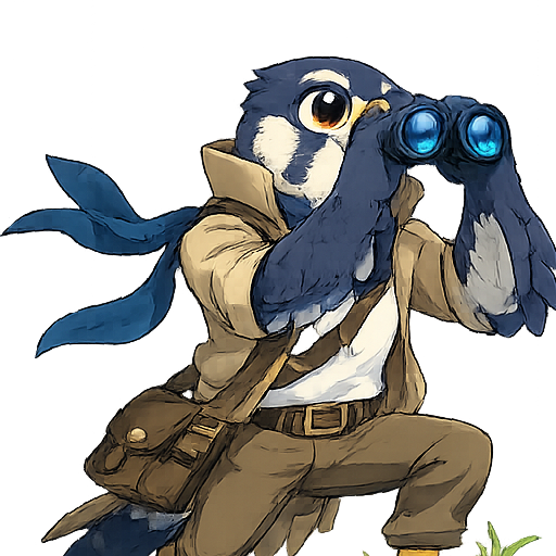 SEO Revue mascot — binoculars